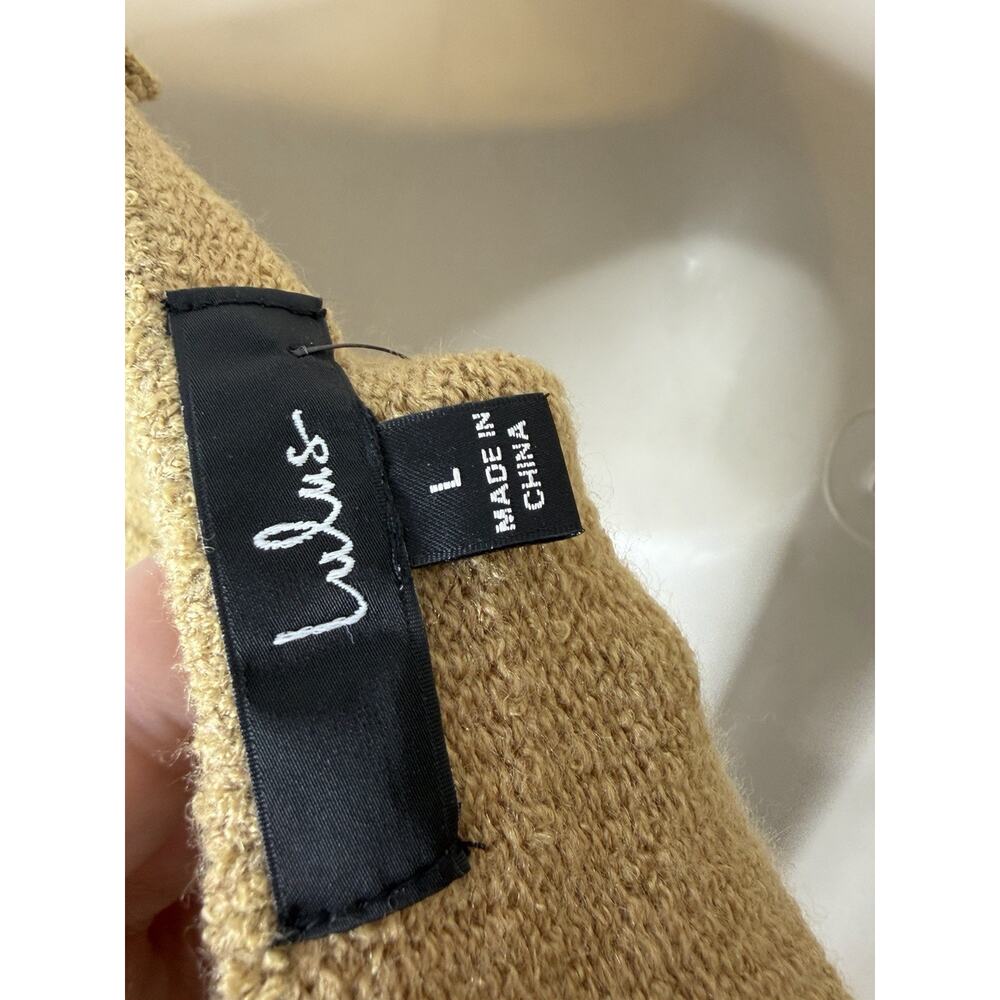 Lulus The Way I Feel Tan Cutout Midi Sweater Dress Size Large NWT - Picture 7 of 7